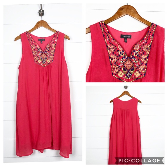 Luxology Dresses & Skirts - ~ Luxology ~ Pink Embroidered Dress